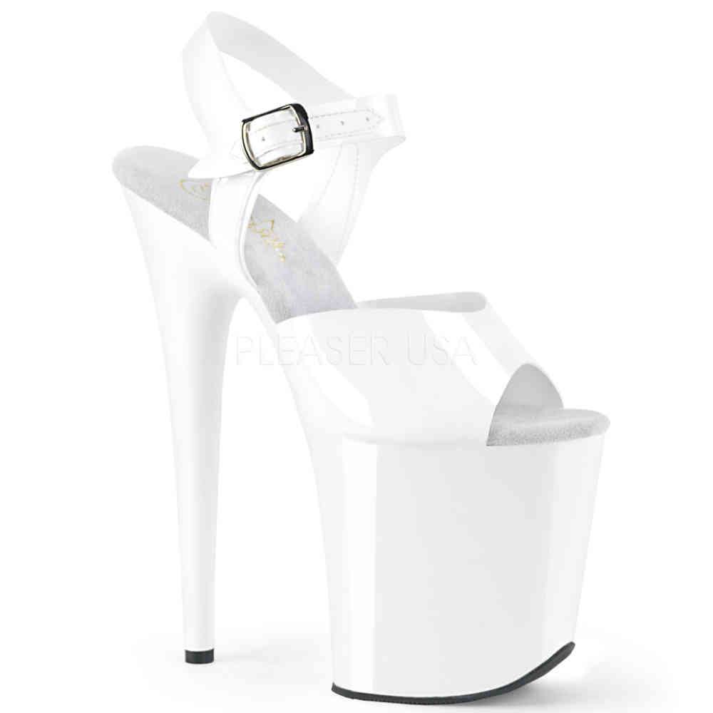 Pleaser - FLAMINGO808N Sandale à bride à la cheville, Pole dance chaussures - Chaussures de pole dance - Blanc Product image